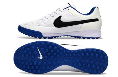 Nike Tiempo Ligera 4 TF Artificial Turf Soccer Shoes - White/Royal Blue/Black