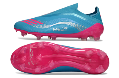 Messi x Adidas F50 Elite Laceless FG Firm Ground Soccer Cleats - Blue/Electric Pink/Light Blue