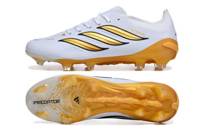Adidas Predator 26 Elite FG Firm Ground Soccer Cleats - White/Golden Yellow/Black