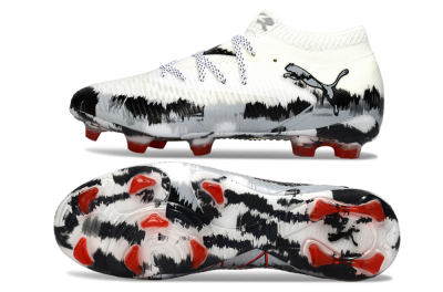 Puma Future 8 Ultimate FG Firm Ground Soccer Cleats - White/Crimson Black/Shadow Grey
