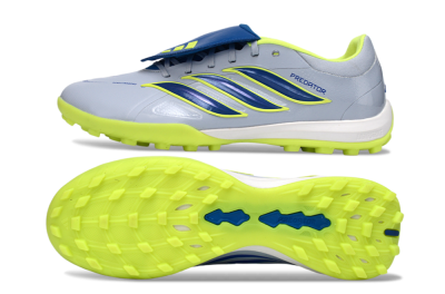 Adidas Predator Elite Fold-Over Tongue TF Artificial Turf Soccer Shoes - Gray/Lime Green/Navy Blue
