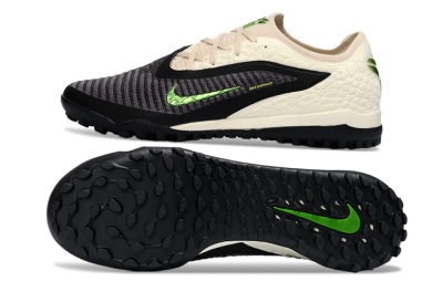 Nike Phantom 6 Low Elite TF Artificial Turf Soccer Shoes - Black/Electric Green/Neutral Beige