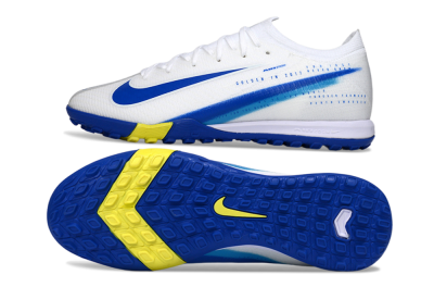 Nike Air Zoom Mercurial Vapor 16 Elite TF Artificial Turf Soccer Shoes - White/Royal Blue/Lemon Yellow