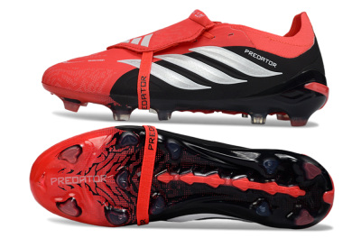 Adidas Predator 26 Elite Fold-Over Tongue FG Firm Ground Soccer Cleats - Red/Fiery Red/Graphite Black