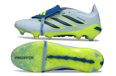 Adidas Predator 26 Elite Fold-Over Tongue FG Firm Ground Soccer Cleats - Blue/Neon Yellow/Cool Gray