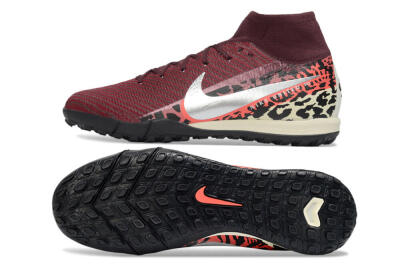 Nike Air Zoom Mercurial Superfly 10 Elite TF Artificial Turf Soccer Shoes - Red/Berry Red/Black Leopard