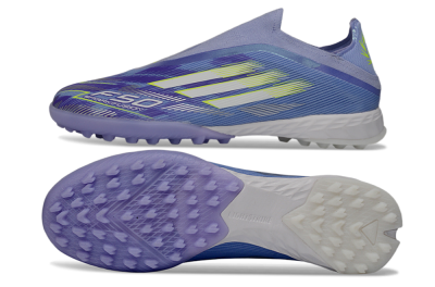 Adidas F50 Pro Laceless TF Artificial Turf Soccer Shoes - Purple/Vibrant Lilac/Neon Yellow