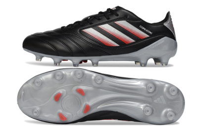 Adidas Copa Icon 2 FG Firm Ground Soccer Cleats - Black/Crimson Red/Metallic Silver