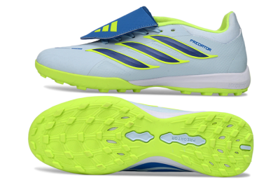 Adidas Predator 26 Elite Fold-Over Tongue TF Artificial Turf Soccer Shoes - Blue/Lime Green/Neon Yellow