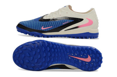 Nike Phantom 6 Elite Low TF Artificial Turf Soccer Shoes - Blue/Electric Blue/Soft Pink