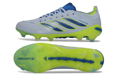 Adidas Predator 26 Elite FG Firm Ground Soccer Cleats - Gray/Electric Green/Navy Blue