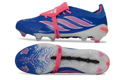 Adidas Predator 26 Elite Fold-Over Tongue FG Firm Ground Soccer Cleats - Blue/Neon Pink/Sky Blue