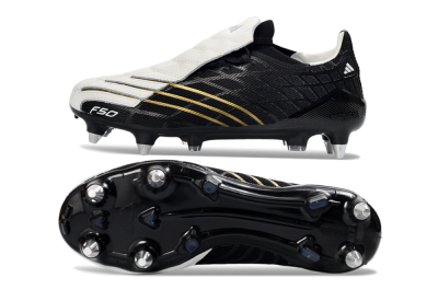 Adidas F50 Spider Elite SG Soft Ground Soccer Cleats - Black/Electric Gold/Classic White