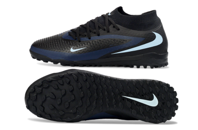 Nike Phantom 6 Elite High TF Artificial Turf Soccer Shoes - Black/Midnight Blue/Sky Blue