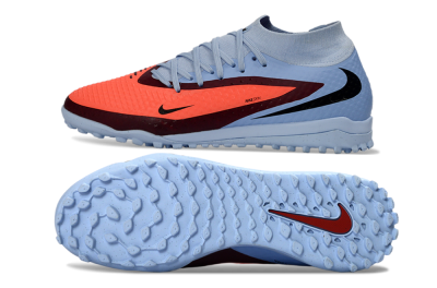 Nike Phantom 6 Elite High TF Artificial Turf Soccer Shoes - Blue/Coral Burst/Sleek Navy