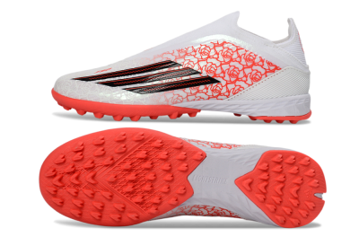 Adidas F50 Elite Laceless TF Artificial Turf Soccer Shoes - White/Coral Red/Silver