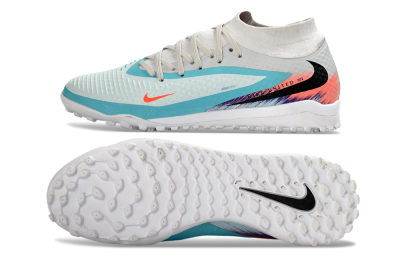 Nike Phantom 6 Elite High TF Artificial Turf Soccer Shoes - Turquoise/Coral/White