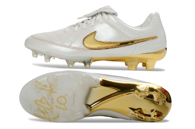 Nike Tiempo Legend SE FG Firm Ground Soccer Cleats - White/Metallic Gold/Classic White