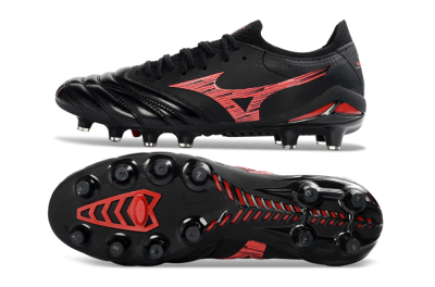 Mizuno Morelia Neo 4 FG Firm Ground Soccer Cleats - Black/Crimson Red/Graphite Grey