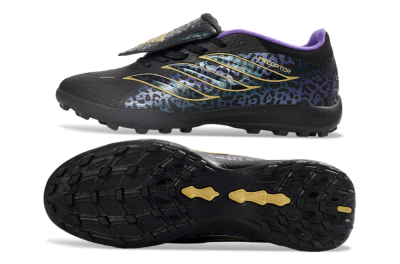 Adidas Predator 26 Elite Fold-Over Tongue TF Artificial Turf Soccer Shoes - Black/Royal Purple/Gold