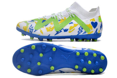 Puma Future 8 Ultimate MG Multi Ground Soccer Cleats - White/Neon Green/Blue