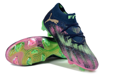 Puma Future 8 Ultimate FG Firm Ground Soccer Cleats - Navy/Electric Green/Fuchsia Pink