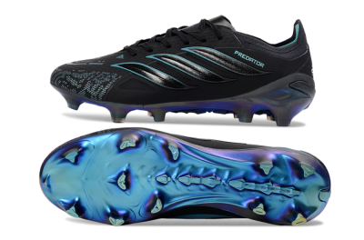 Adidas Predator 26 Elite FG Firm Ground Soccer Cleats - Black/Iridescent Blue/Dark Grey