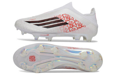 Adidas F50 Elite Lightstrike Pro Laceless FG Firm Ground Soccer Cleats - White/Crimson Red/Bright White