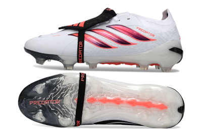 Adidas Predator 26 Elite Fold-Over Tongue FG Firm Ground Soccer Cleats - White/Vibrant Pink/Storm Black