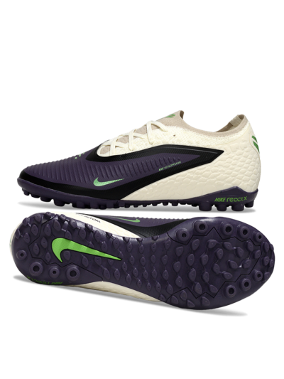 Nike Phantom 6 Elite Low TF Artificial Turf Soccer Shoes - Purple/Vibrant Green/Neutral Cream