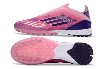 Adidas F50 Elite Laceless TF Artificial Turf Soccer Shoes - Pink/Vivid Pink/Deep Purple