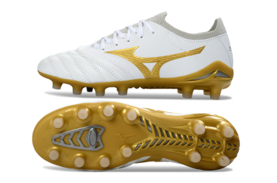 Mizuno Morelia Neo 3 FG Firm Ground Soccer Cleats - White/Gold/Gray