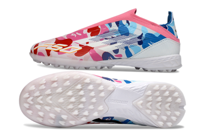 Adidas F50 Elite Laceless TF Artificial Turf Soccer Shoes - Pink/Coral Blue/Soft White