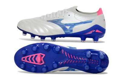Mizuno Morelia Neo 4 FG Firm Ground Soccer Cleats - White/Electric Blue/Pink Fusion