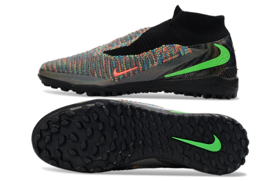 Nike Phantom 6 Elite High TF Artificial Turf Soccer Shoes - Black/Electric Green/Multicolor