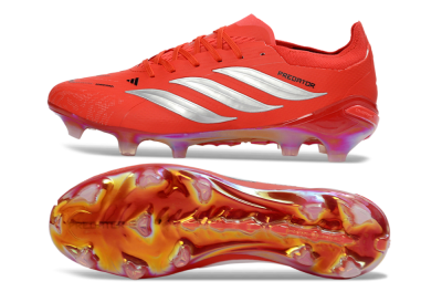 Adidas Predator 26 Elite FG Firm Ground Soccer Cleats - Red/Bright Flame/Fiery Orange
