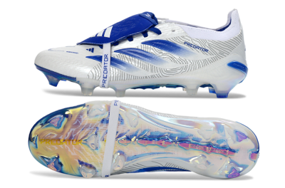 Adidas Predator 26 Elite Fold-Over Tongue FG Firm Ground Soccer Cleats - White/Royal Blue/Cloud White
