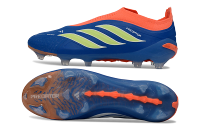Adidas Predator 26 Elite Laceless FG Firm Ground Soccer Cleats - Blue/Bright Orange/Lime Green