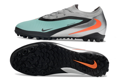 Nike Phantom 6 Elite Low TF Artificial Turf Soccer Shoes - Aqua/Coral Orange/Metallic Silver