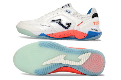 Joma Top Flex IC Indoor & Futsal Soccer Shoes - White/Coral Blue/Light Blue