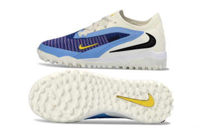 Nike Phantom 6 Elite Low TF Artificial Turf Soccer Shoes - Blue/Bright Yellow/Cream White