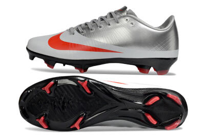 CR7 x Nike Air Zoom Mercurial Vapor 16 Elite FG Firm Ground Soccer Cleats - Silver/Fiery Red/Black