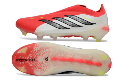 Adidas Predator 26 Elite Laceless FG Firm Ground Soccer Cleats - Red/Electric Orange/White