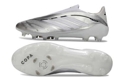 Adidas Copa Pure 4 Elite Laceless FG Firm Ground Soccer Cleats - Silver/Metallic Grey/White