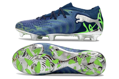 Puma Future 8 Ultimate FG Firm Ground Soccer Cleats - Navy/Neon Green/Chrome