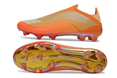 Messi x Adidas F50 Elite Laceless FG Firm Ground Soccer Cleats - Orange/Sunset Glow/Golden Shine