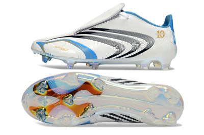 Adidas F50 Elite Laceless FG Firm Ground Soccer Cleats - White/Sky Blue/Black