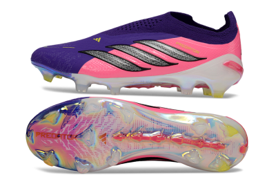 Adidas Predator 26 Elite Laceless FG Firm Ground Soccer Cleats - Purple/Neon Pink/Plum