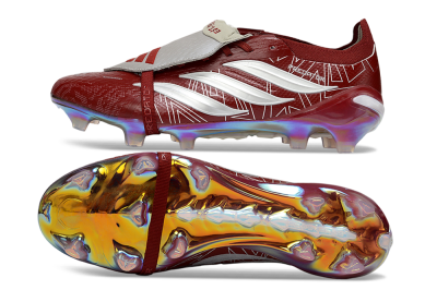 Adidas Predator 26 Elite Fold-Over Tongue FG Firm Ground Soccer Cleats - Red/Crimson Blaze/Metallic Silver