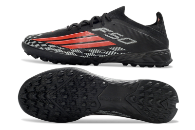 Adidas F50 Elite TF Artificial Turf Soccer Shoes - Black/Vibrant Red/Steel Grey